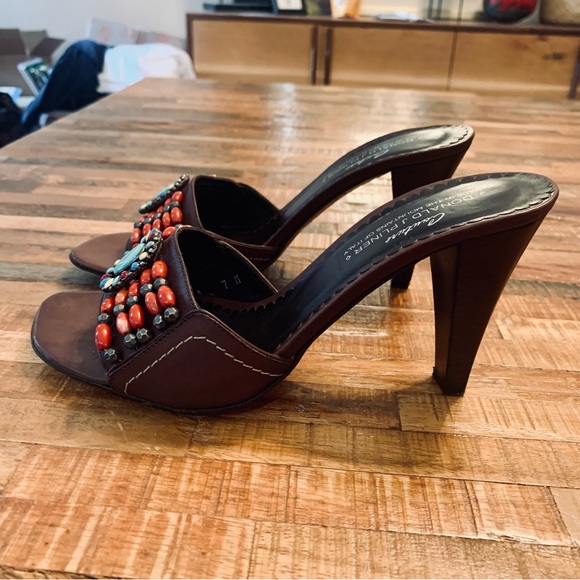 Donald J. Pliner Couture Nya Southwest Beaded Slide / Slip On / Mules Heels sz 7 - Picture 5 of 13